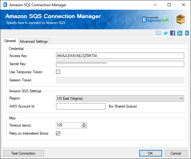 SSIS Amazon SQS Connection